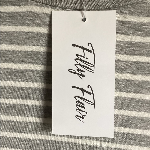 Gray and Tan Striped Long Sleeve Top nwt - Picture 3 of 8